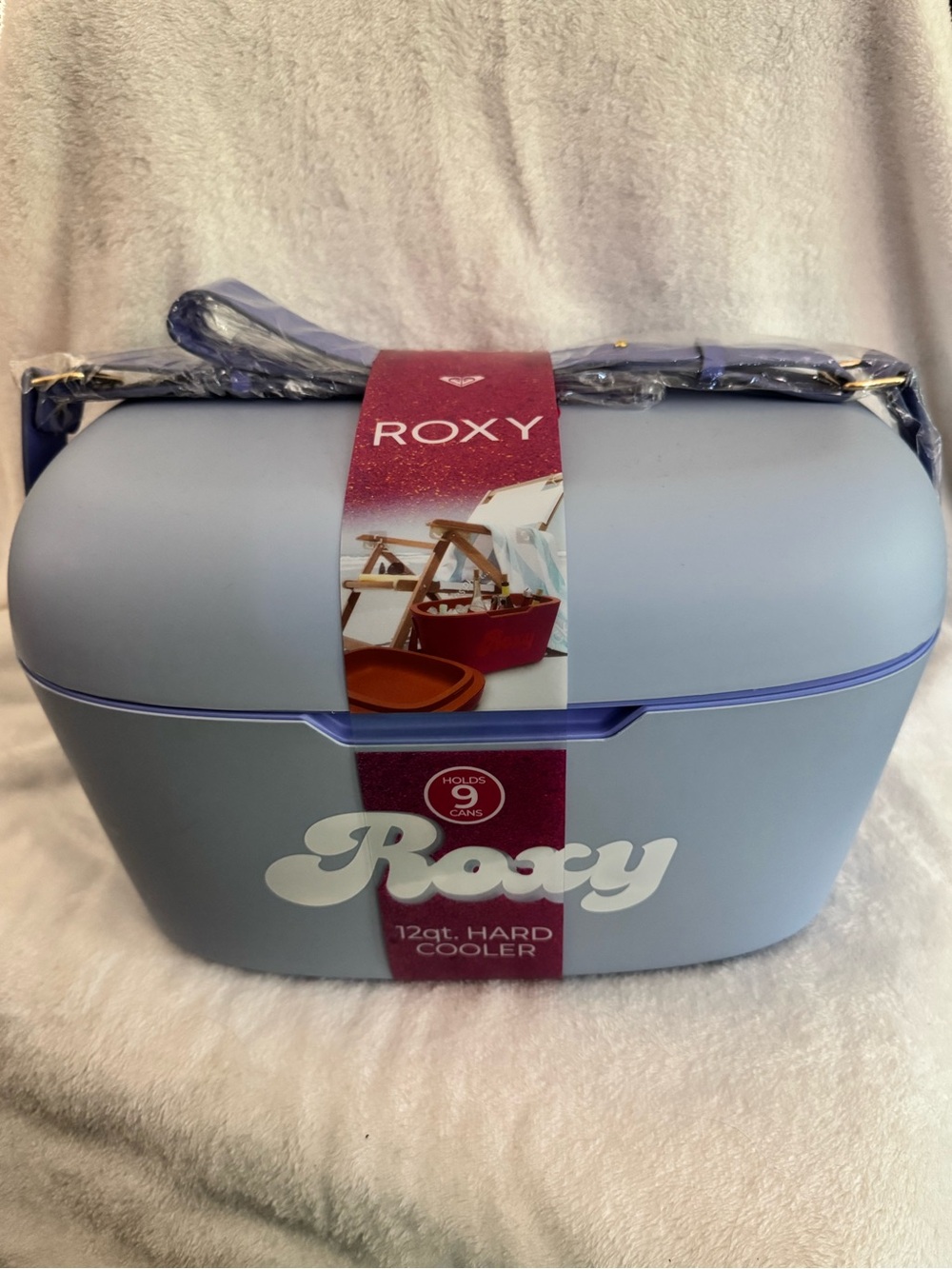 Roxy Light Blue Hard Cooler with Purple Trim